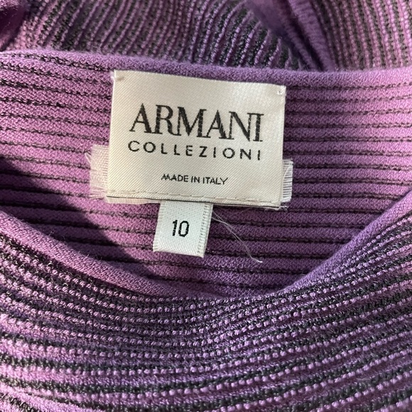 Armani purple short sleeve seamless top women’s size 10 striped pattern - Picture 3 of 3